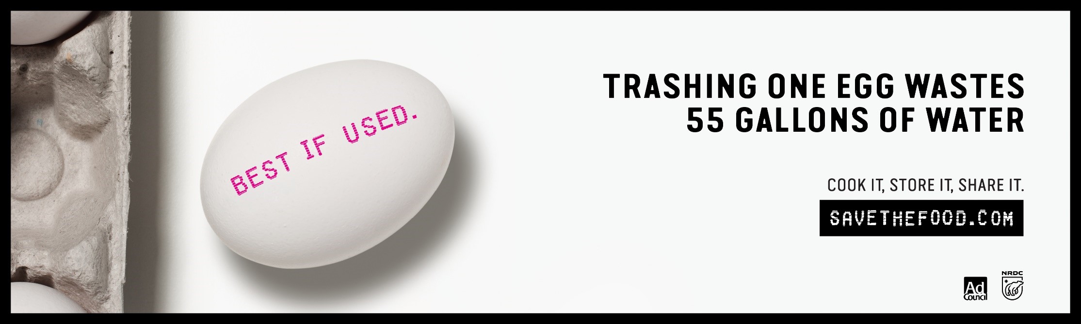 Trashing one egg wastes 55 gallons of water.